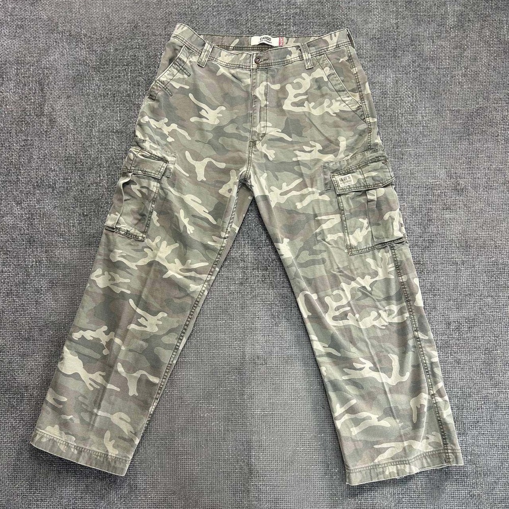 Levis Camo Cargo Pants Mens 38x29 Green Y2K Utility Relaxed Straight Leg